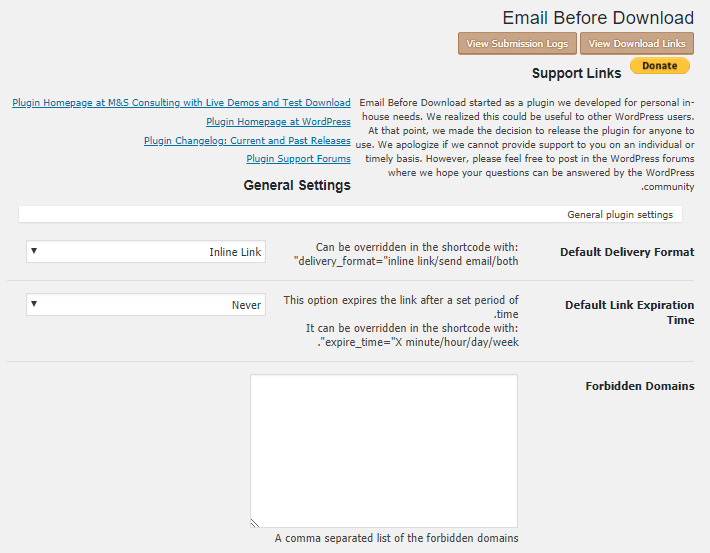 صفحه تنظیمات Email Before Download