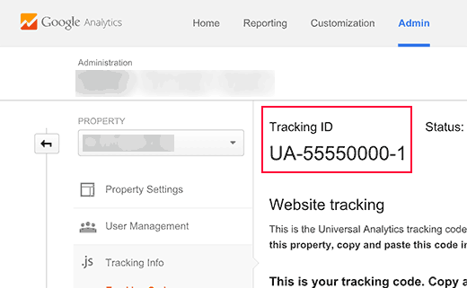 دریافت UA tracking ID