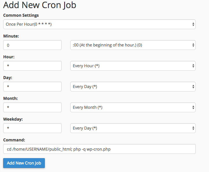 Add New Cron Job در سی پنل