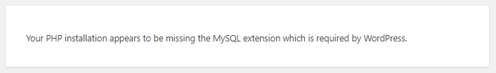 سرویس MySQL که مورد نیاز وردپرس است بر روی سرویس‌دهندهٔ شما نصب نیست