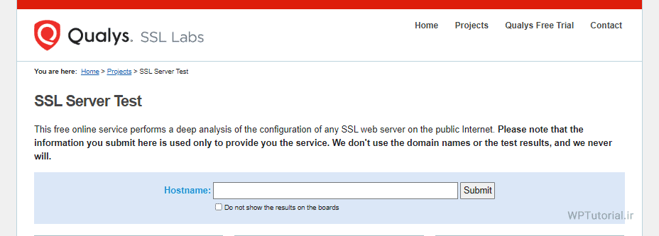 بررسی کامل وضعیت گواهینامه SSL سایت با ssllabs.com